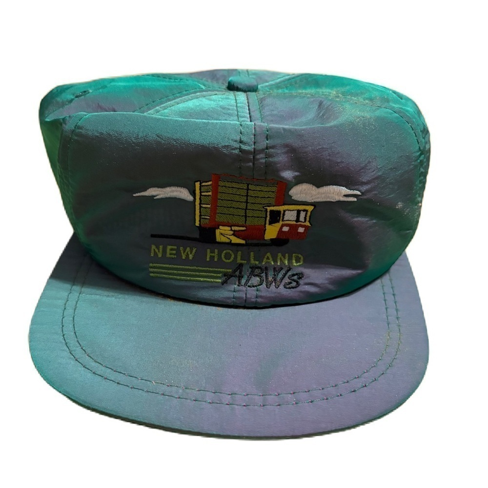 New Holland ABWS Green Blue Iridescent SnapBack Hat Trucker Embroidered Wagon
